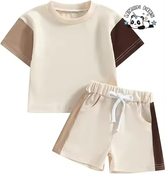LEZONKIDS - Custom Unisex Toddler Boy Casual Children's Wear T-shirt Trousers 2 Pieces Clothes Sets for Kids